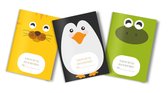 Heen en weer boekjes oppasboekje voor kinderopvang 3 stuks: kat, kikker & pinguïn