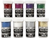 Glitter - Assortiment, standaardkleuren, 8x20 gr