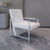 Fauteuil met verchroomd frame kunstleer wit (incl. vloerviltjes)