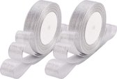 Metallic lint van 26mm breed, zilver. Verkocht per rol van 25 yard = 22,86 meter