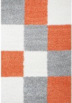 Flycarpets Candy Shaggy Vloerkleed - 80x150cm - Oranje Geblokt