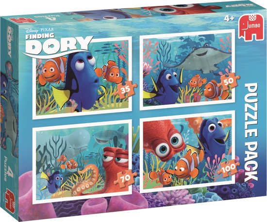 Disney Finding Dory 4in1 Puzzel - 4 legpuzzels met ieder een verschillend  aantal stukjes | bol.com