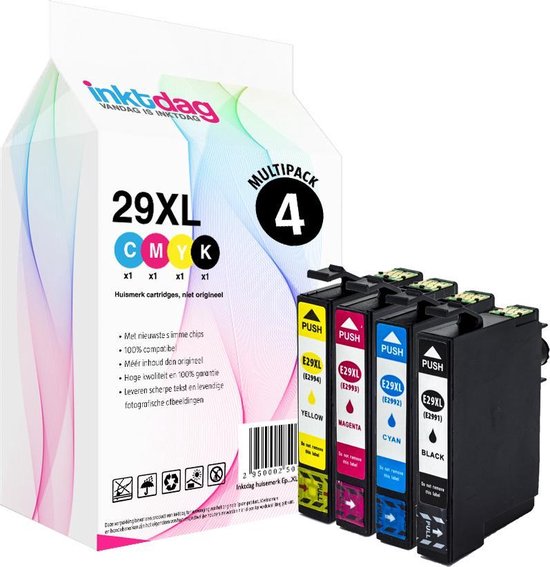 Inktdag inktcartridges voor Epson 29 inktcartridge, Epson 29XL multipack van 4 stuks ... |