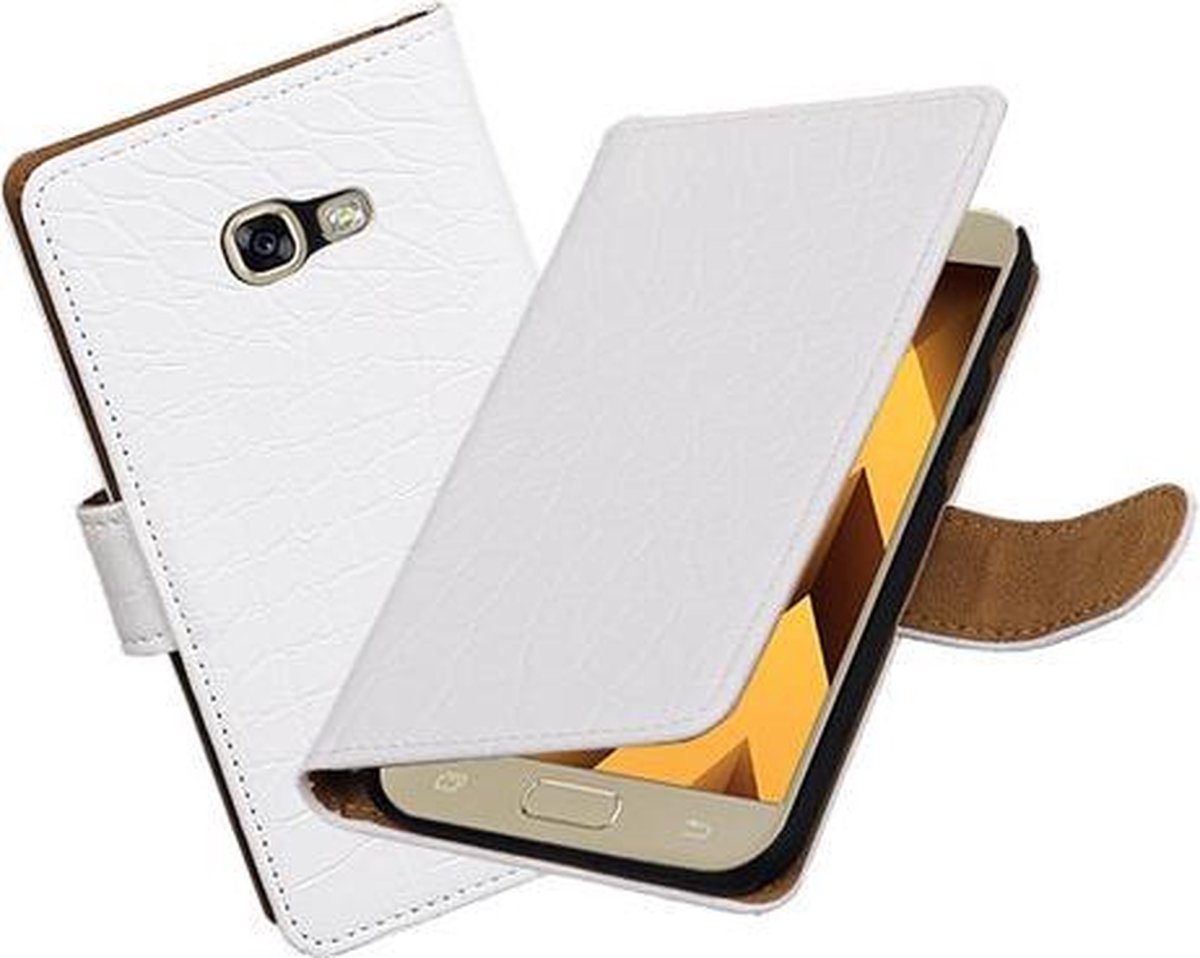 BestCases.nl Wit Krokodil booktype wallet cover hoesje Samsung Galaxy A5 2017