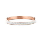 Key Moments 8KM BC 0046 Stalen Bangle met Kristal - Grootte 58x50 mm - Rosékleurig / Wit