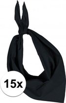15x Zakdoek bandana zwart - hoofddoekjes