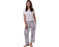 Amantes Dames yoga broek - lounge broek - zwart/wit print - Maat XL