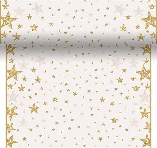 knuffel Inzet Faeröer Duni Kerst placemats - creme wit/goud sterren - 40 x 480 cm | bol.com