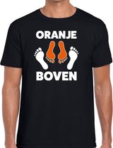 Zwart t-shirt oranje boven voor heren - Koningsdag / EK-WK kleding shirts XL