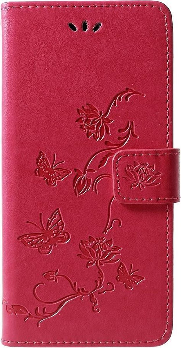 Bloemen & Vlinders Book Case - Geschikt voor Samsung Galaxy J6 Plus (2018) Hoesje - Roze