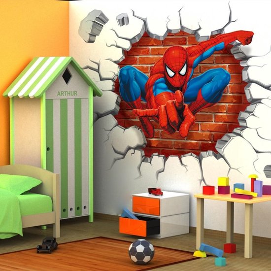 Sticker mural Spiderman (mur fissuré 3D) - Sticker mural Spider-Man Marvel  Avengers -... | bol.com