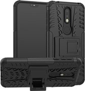 Rugged Kickstand Back Cover - Nokia 7.1 Hoesje - Zwart