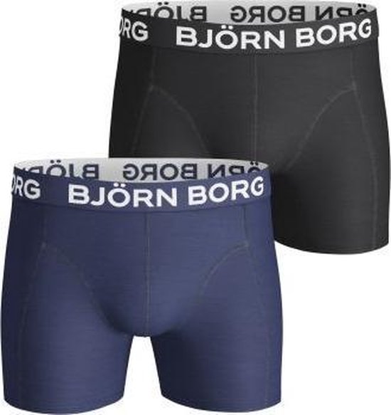 Björn Borg Sammy Solid Boxershort Heren - 2P - Zwart/blauw - Maat S