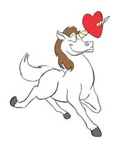 Horse Illustration School Composition Book Equine White Unicorn Red Heart