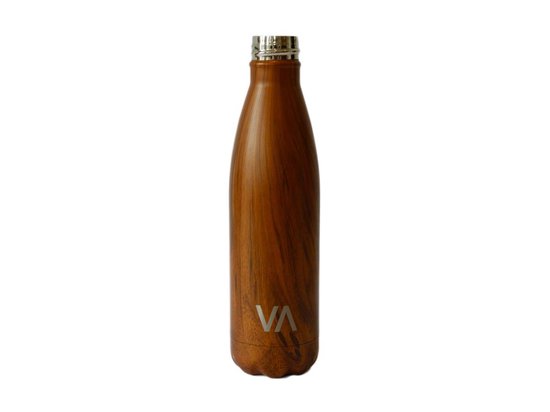 Teakhouten RVS drinkfles / Waterfles - Supreme Edition - 24H Koud Water - 100% BPA vrij - 500ML
