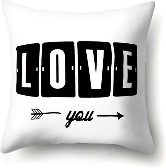 Hectare weduwe labyrint Sierkussenhoes Love You Black and White | Kussen Zwart-Wit Liefde Valentijn  | bol.com