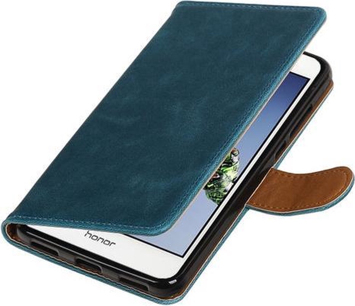 Blauw Pull-Up PU booktype wallet hoesje voor Huawei Honor 5A / Y6 II