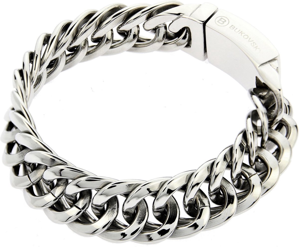 Bukovsky - Stalen Armband - "Prestige Small" - 19 cm - Zilverkleur - Gepolijst - Shiny - Edelstaal- 316L Stainless Steel