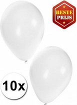 Bellatio Decorations ballonnen - 10 stuks - wit - 27 cm - helium of lucht - verjaardag / versiering
