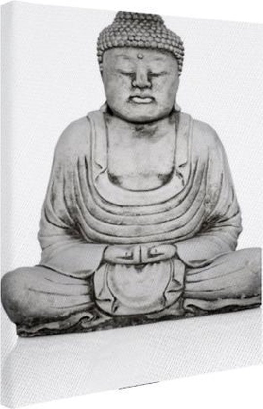Statue en pierre de Bouddha sur toile 80x120 cm - Tirage photo sur toile (Décoration murale salon / chambre)