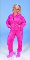 Fel roze lounge pak met fluweel look 40-42 (L/XL)