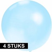 4x Grote ballonnen 60 cm baby blauw - Geschikt voor lucht of helium - Feest/Verjaardag/Geboorte artikelen