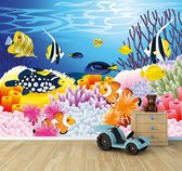 Fotobehang "Leven in de zee - Cartoon" Kinderkamer behang 300x230cm