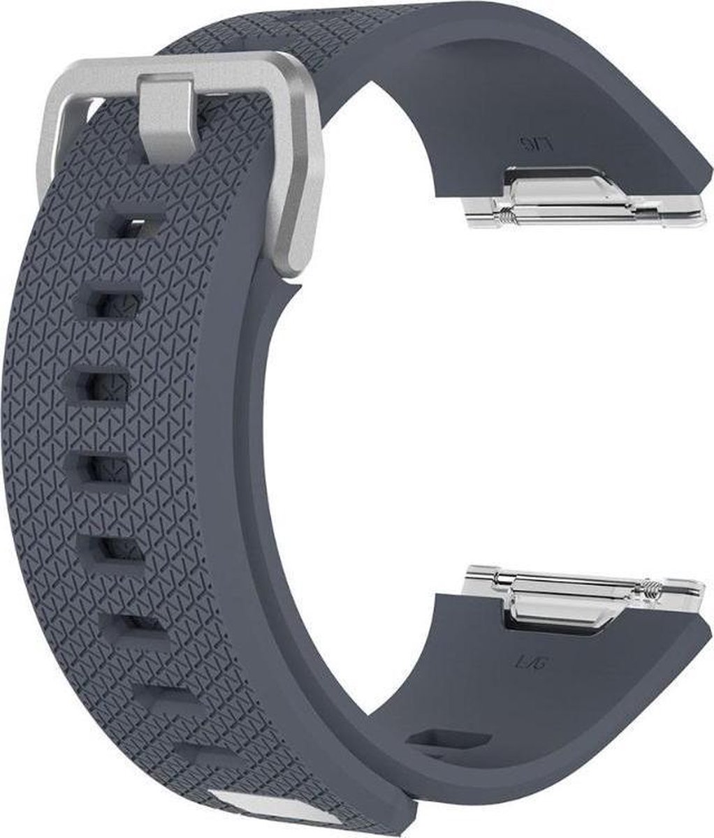 KELERINO. Siliconen Bandje voor Fitbit Ionic Gespsluiting - Donker Grijs - Small