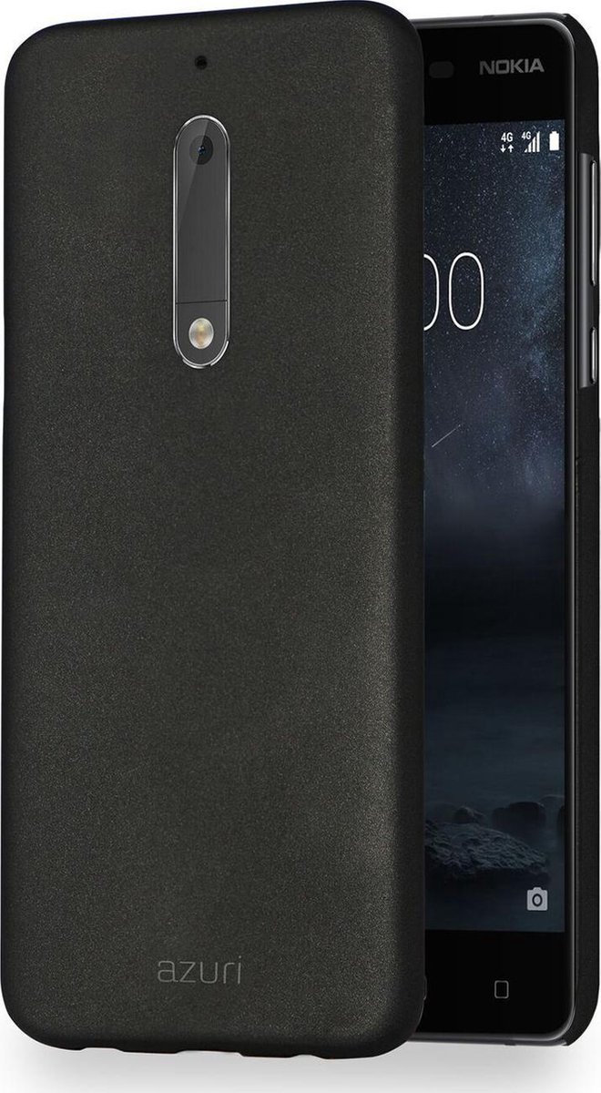 Azuri - Telefoonhoesje - Metallic backcover met soft touch coating - Voor Nokia 5 - Zwart