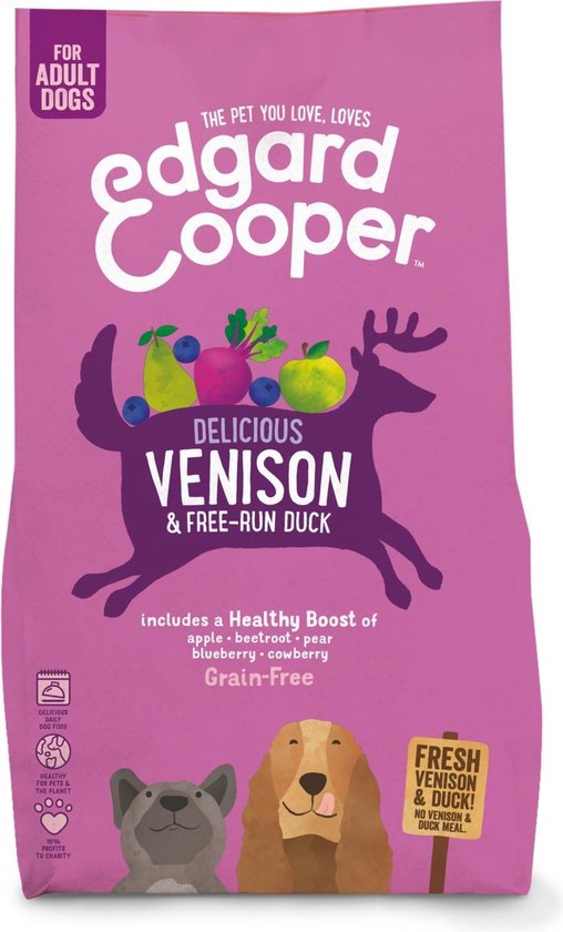 Edgard & Cooper Verse Hert & Scharreleend Brok - Voor volwassen honden - Hondenvoer - 2.5kg