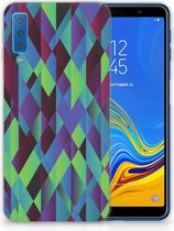 Geschikt voor Samsung Galaxy A7 (2018) TPU Hoesje Design Abstract Green Blue