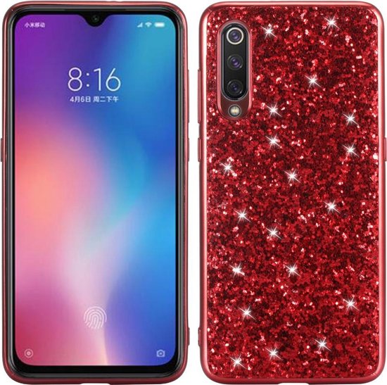 Coverup Glitter Back Cover - Geschikt voor Xiaomi Mi 9 Hoesje - Rood