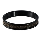 Quiges Stacking Ring Ladies - Bague de remplissage Brown Glitter - Acier inoxydable Zwart - Taille 21 - Hauteur 4mm