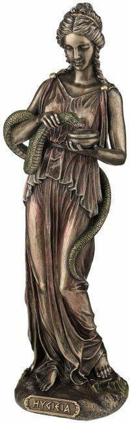 Statue Hygie Hygée Déesse Grecque Santé & Hygiène - Polyrésine Bronze 28 Cm Mythologie Décoration