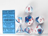 Chessex Gemini Astral blauw-wit-rood Polydice Dobbelsteen Set (7 stuks)