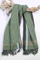 Kikoy Strandlaken Jeshi Green - Strandlaken - (Hamamdoek) Met badstof - Saunadoek - Saunalaken - Stranddoek - Reishanddoek - Plaid - 170x95cm