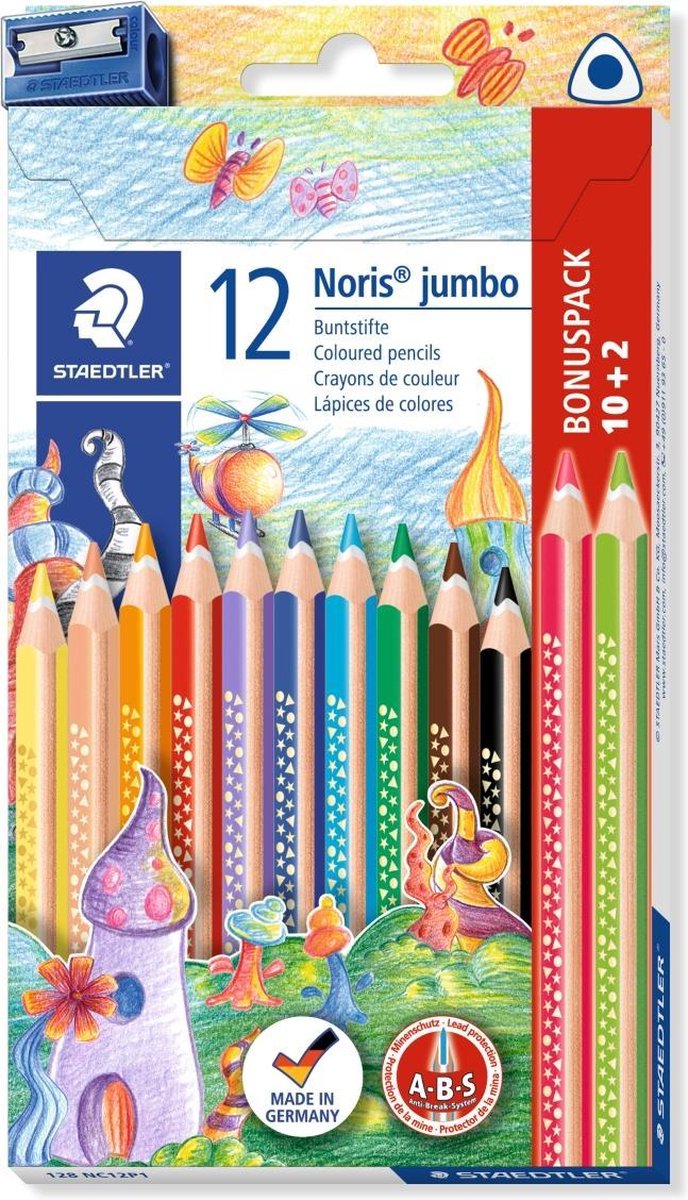 STAEDTLER Noris jumbo kleurpotlood - set 12 (10+2) + slijper