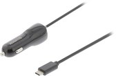 Sweex USB-C autolader met vaste kabel - 3A / zwart - 1 meter