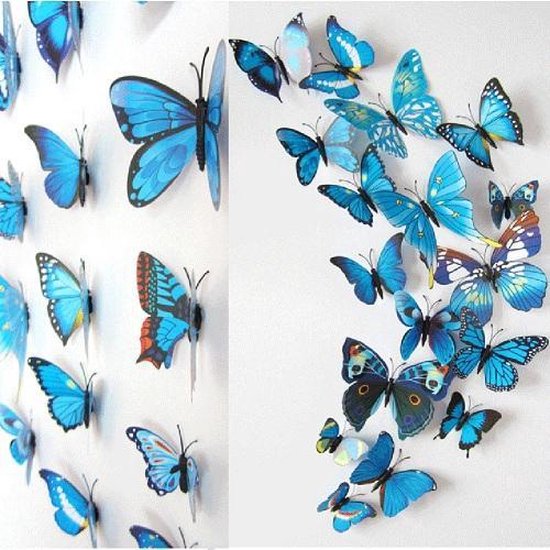 oplichter consensus overzee 3D Vlinders Muurstickers (Blauw) - Vlinder Muursticker | bol.com