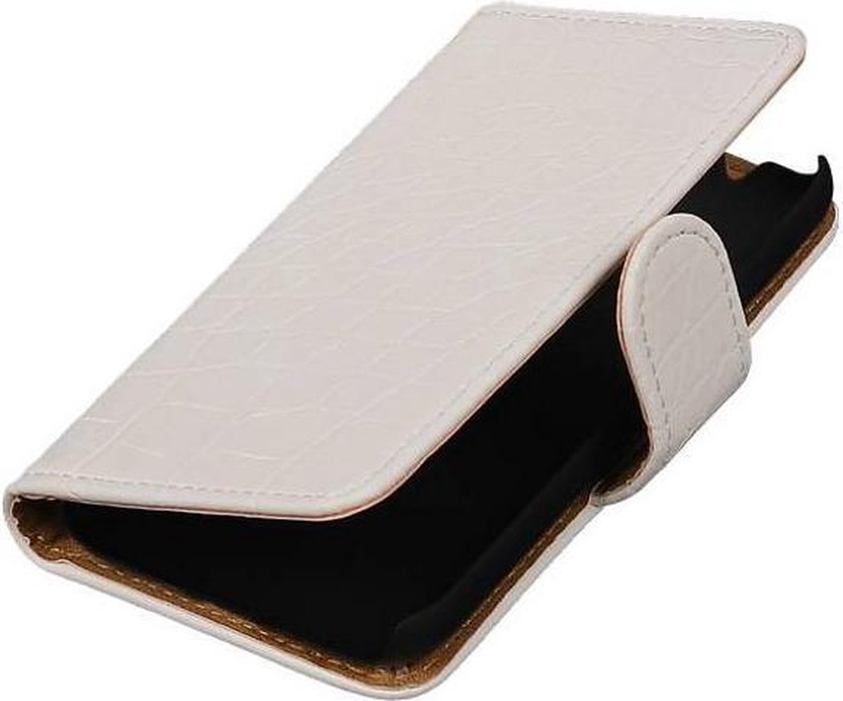 Krokodil Bookstyle Hoes Geschikt voor Samsung Galaxy J1 mini (2016) J105F Wit