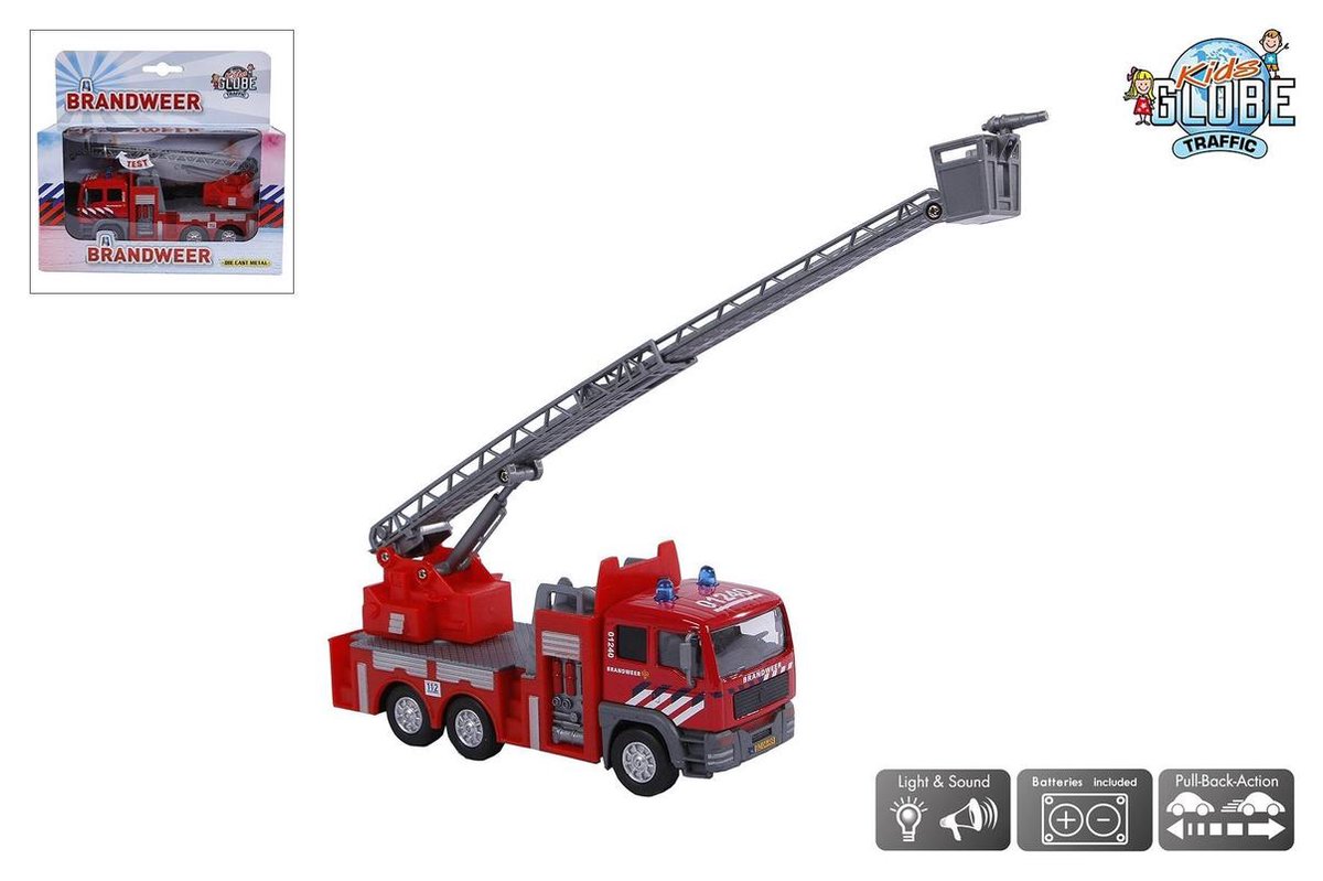 Kids Globe Die-cast Brandweer Ladderwagen NL, 16cm — afbeelding 2
