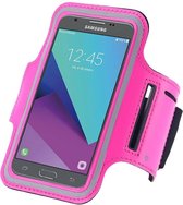 Geschikt voor Sportarmband Hardloopband Roze Hoesje Samsung Galaxy J5 2017