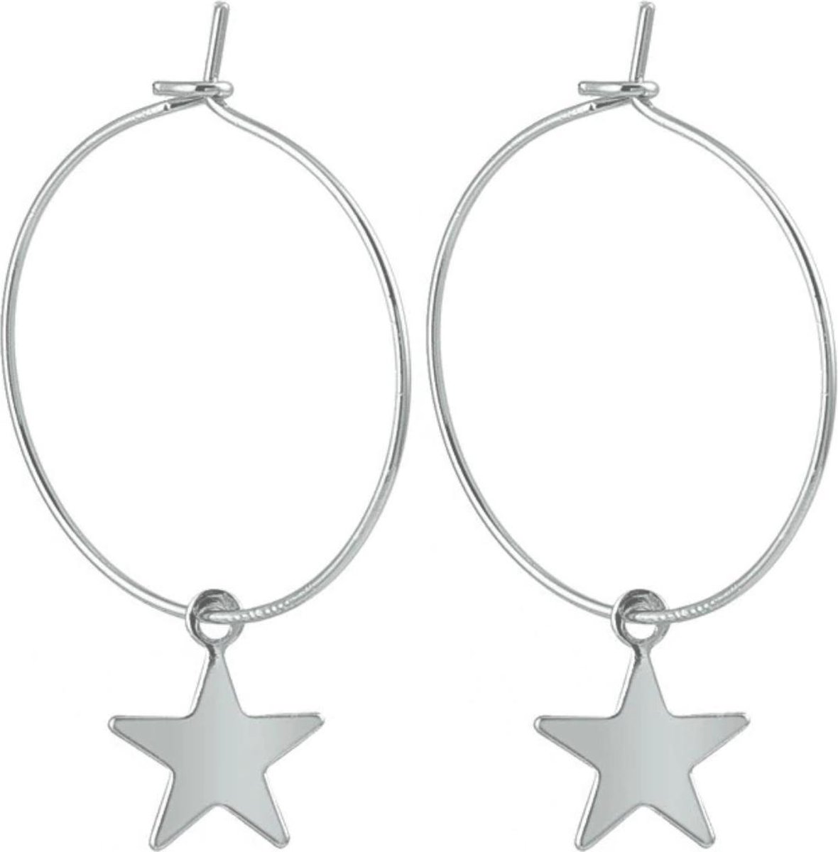 oorbellen dames | oorringen dames | oorhangers met ster | zilverkleurig | cadeau voor vrouw