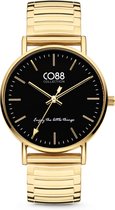 CO88 Collection Horloges 8CW 10088 Horloge met Metalen Elastische Band - Ã˜36 mm - Goudkleurig / Zwart