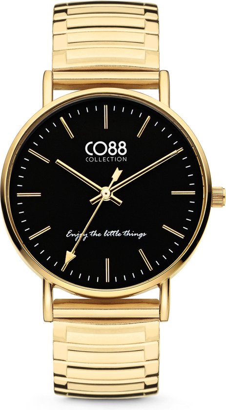 CO88 Collection Horloges 8CW 10088 Horloge met Metalen Elastische Band - Ã˜36 mm - Goudkleurig / Zwart