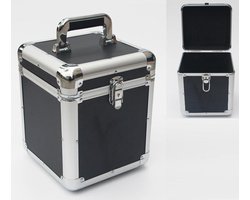 LP single 7 inch vinyl koffer voor opbergen van 70 - 100 singles afsluitbaar zwart aluminium