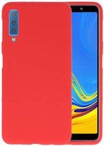 Bestcases Color Telefoonhoesje - Backcover Hoesje - Siliconen Case Back Cover voor Samsung Galaxy A7 (2018) - Rood