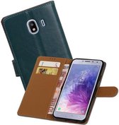 Zakelijke Book Case Telefoonhoesje Geschikt voor de Samsung Galaxy J4 - Portemonnee Hoesje - Pasjeshouder Wallet Case - Blauw