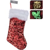 1x Rub (réversible) paillettes chaussettes de Noël rouge / vert - chaussettes de Noël interchangeables