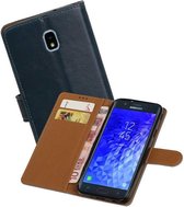 Zakelijke Book Case Telefoonhoesje Geschikt voor de Samsung Galaxy J7 (2018) - Portemonnee Hoesje - Pasjeshouder Wallet Case - Blauw